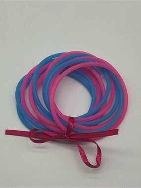 Set of  12 Blue and Pink Jelly Bracelets